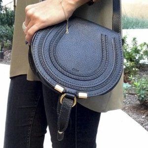 Chloe Mini Marcie Crossbody Bag in Blue Velvet